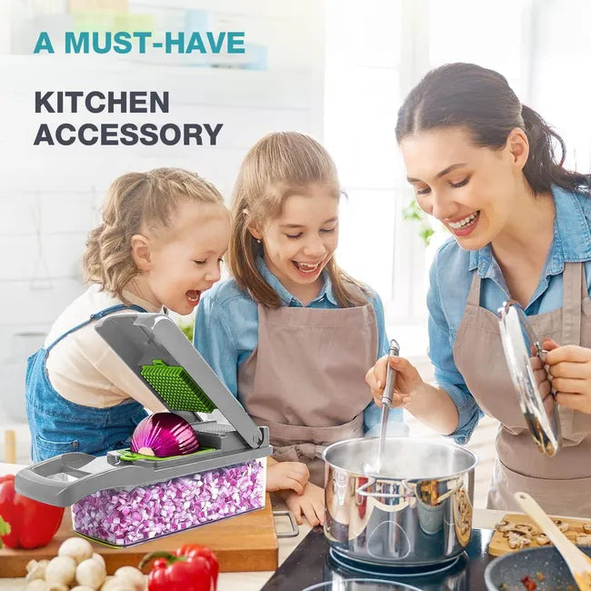 Hachoir à légumes multifonctionnel 15 en 1 Nouveau coupe-aliments de cuisine avec 8 lames pour trancher et couper en des légumes fins